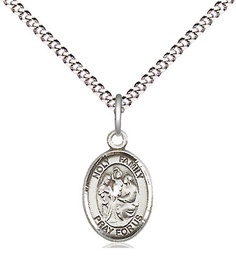 [9218SS/18S] Sterling Silver Holy Family Pendant on a 18 inch Light Rhodium Light Curb chain