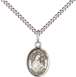 [9219SS/18S] Sterling Silver Saint Gertrude of Nivelles Pendant on a 18 inch Light Rhodium Light Curb chain
