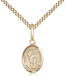 [9220GF/18G] 14kt Gold Filled Saint Joseph the Worker Pendant on a 18 inch Gold Plate Light Curb chain