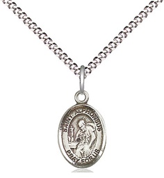 [9221SS/18S] Sterling Silver Saint Alphonsus Pendant on a 18 inch Light Rhodium Light Curb chain