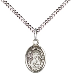 [9222SS/18S] Sterling Silver Our Lady of Perpetual Help Pendant on a 18 inch Light Rhodium Light Curb chain