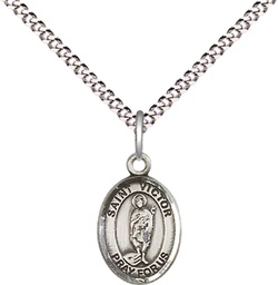 [9223SS/18S] Sterling Silver Saint Victor of Marseilles Pendant on a 18 inch Light Rhodium Light Curb chain