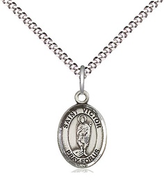 [9223SS/18S] Sterling Silver Saint Victor of Marseilles Pendant on a 18 inch Light Rhodium Light Curb chain