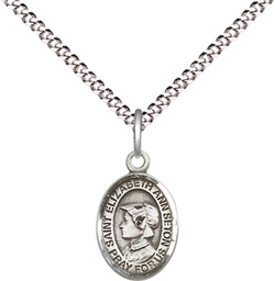 [9224SS/18S] Sterling Silver Saint Elizabeth Ann Seton Pendant on a 18 inch Light Rhodium Light Curb chain