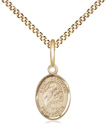 [9225GF/18G] 14kt Gold Filled Saint Aloysius Gonzaga Pendant on a 18 inch Gold Plate Light Curb chain