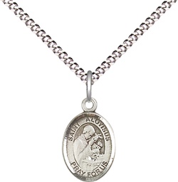[9225SS/18S] Sterling Silver Saint Aloysius Gonzaga Pendant on a 18 inch Light Rhodium Light Curb chain