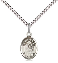[9225SS/18S] Sterling Silver Saint Aloysius Gonzaga Pendant on a 18 inch Light Rhodium Light Curb chain
