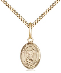 [9228GF/18G] 14kt Gold Filled Saint Stephanie Pendant on a 18 inch Gold Plate Light Curb chain
