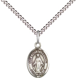 [9229SS/18S] Sterling Silver Our Lady of Lebanon Pendant on a 18 inch Light Rhodium Light Curb chain