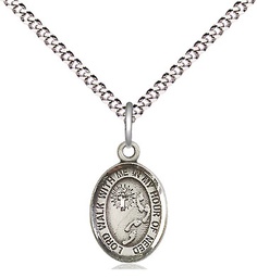 [9237SS/18S] Sterling Silver Footprints Cross Pendant on a 18 inch Light Rhodium Light Curb chain