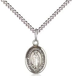 [9238SS/18S] Sterling Silver Saint Bartholomew the Apostle Pendant on a 18 inch Light Rhodium Light Curb chain
