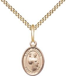 [9241GF/18G] 14kt Gold Filled Saint Maurus Pendant on a 18 inch Gold Plate Light Curb chain