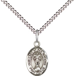 [9242SS/18S] Sterling Silver Our Lady of All Nations Pendant on a 18 inch Light Rhodium Light Curb chain