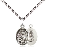 [9243SS/18S] Sterling Silver Our Lady of Mount Carmel Pendant on a 18 inch Light Rhodium Light Curb chain