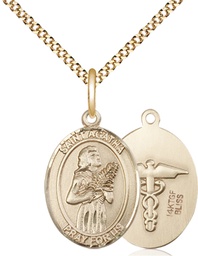 [8003GF9/18G] 14kt Gold Filled Saint Agatha Nurse Pendant on a 18 inch Gold Plate Light Curb chain