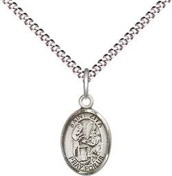 [9244SS/18S] Sterling Silver Saint Zita Pendant on a 18 inch Light Rhodium Light Curb chain