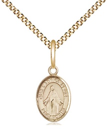 [9245GF/18G] 14kt Gold Filled Our Lady of Peace Pendant on a 18 inch Gold Plate Light Curb chain