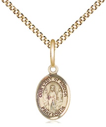 [9246GF/18G] 14kt Gold Filled Our Lady of Knock Pendant on a 18 inch Gold Plate Light Curb chain