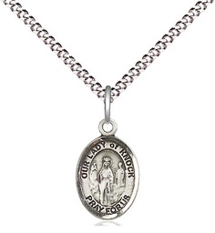 [9246SS/18S] Sterling Silver Our Lady of Knock Pendant on a 18 inch Light Rhodium Light Curb chain