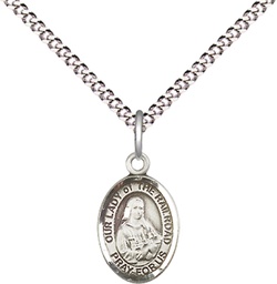 [9247SS/18S] Sterling Silver Our Lady of the Railroad Pendant on a 18 inch Light Rhodium Light Curb chain