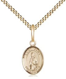 [9248GF/18G] 14kt Gold Filled Saint Alice Pendant on a 18 inch Gold Plate Light Curb chain