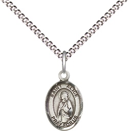[9248SS/18S] Sterling Silver Saint Alice Pendant on a 18 inch Light Rhodium Light Curb chain