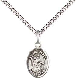 [9250SS/18S] Sterling Silver Saint Isabella of Portugal Pendant on a 18 inch Light Rhodium Light Curb chain