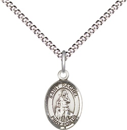 [9251SS/18S] Sterling Silver Saint Rachel Pendant on a 18 inch Light Rhodium Light Curb chain