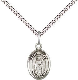 [9255SS/18S] Sterling Silver Saint Grace Pendant on a 18 inch Light Rhodium Light Curb chain