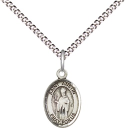 [9256SS/18S] Sterling Silver Saint Austin Pendant on a 18 inch Light Rhodium Light Curb chain