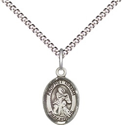 [9258SS/18S] Sterling Silver Saint Isaiah Pendant on a 18 inch Light Rhodium Light Curb chain