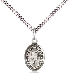 [9262SS/18S] Sterling Silver Saint John Baptist de la Salle Pendant on a 18 inch Light Rhodium Light Curb chain