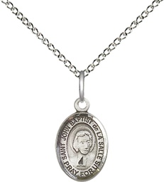 [9262SS/18SS] Sterling Silver Saint John Baptist de la Salle Pendant on a 18 inch Sterling Silver Light Curb chain