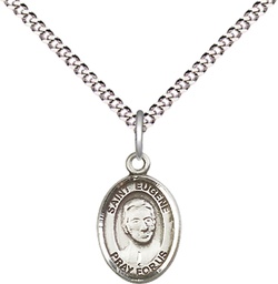 [9266SS/18S] Sterling Silver Saint Eugene de Mazenod Pendant on a 18 inch Light Rhodium Light Curb chain