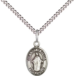 [9269SS/18S] Sterling Silver Our Lady of Africa Pendant on a 18 inch Light Rhodium Light Curb chain