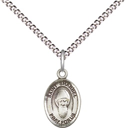 [9271SS/18S] Sterling Silver Saint Sharbel Pendant on a 18 inch Light Rhodium Light Curb chain