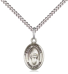 [9271SS/18S] Sterling Silver Saint Sharbel Pendant on a 18 inch Light Rhodium Light Curb chain