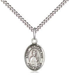 [9273SS/18S] Sterling Silver Saint Wenceslaus Pendant on a 18 inch Light Rhodium Light Curb chain