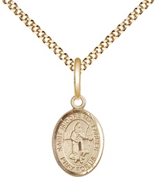 [9276GF/18G] 14kt Gold Filled Saint Isidore the Farmer Pendant on a 18 inch Gold Plate Light Curb chain