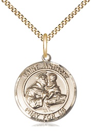 [8004RDGF/18G] 14kt Gold Filled Saint Anthony Pendant on a 18 inch Gold Plate Light Curb chain