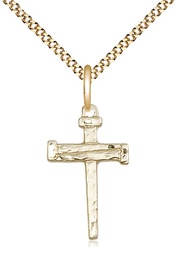 [0012GF/18G] 14kt Gold Filled Nail Cross Pendant on a 18 inch Gold Plate Light Curb chain