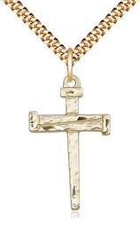 [0013GF/24G] 14kt Gold Filled Nail Cross Pendant on a 24 inch Gold Plate Heavy Curb chain