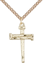 [0013GF/24GF] 14kt Gold Filled Nail Cross Pendant on a 24 inch Gold Filled Heavy Curb chain