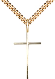 [0014LGF/24G] 14kt Gold Filled Cross Pendant on a 24 inch Gold Plate Heavy Curb chain
