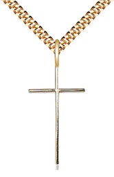 [0014LGF/24G] 14kt Gold Filled Cross Pendant on a 24 inch Gold Plate Heavy Curb chain