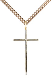 [0014LGF/24GF] 14kt Gold Filled Cross Pendant on a 24 inch Gold Filled Heavy Curb chain