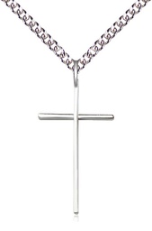 [0014LSS/24SS] Sterling Silver Cross Pendant on a 24 inch Sterling Silver Heavy Curb chain