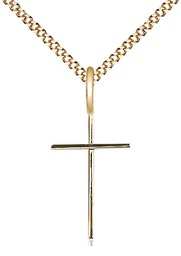 [0014MGF/18G] 14kt Gold Filled Cross Pendant on a 18 inch Gold Plate Light Curb chain