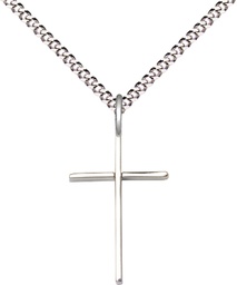 [0014MSS/18S] Sterling Silver Cross Pendant on a 18 inch Light Rhodium Light Curb chain