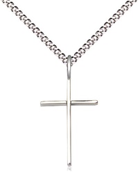 [0014MSS/18S] Sterling Silver Cross Pendant on a 18 inch Light Rhodium Light Curb chain